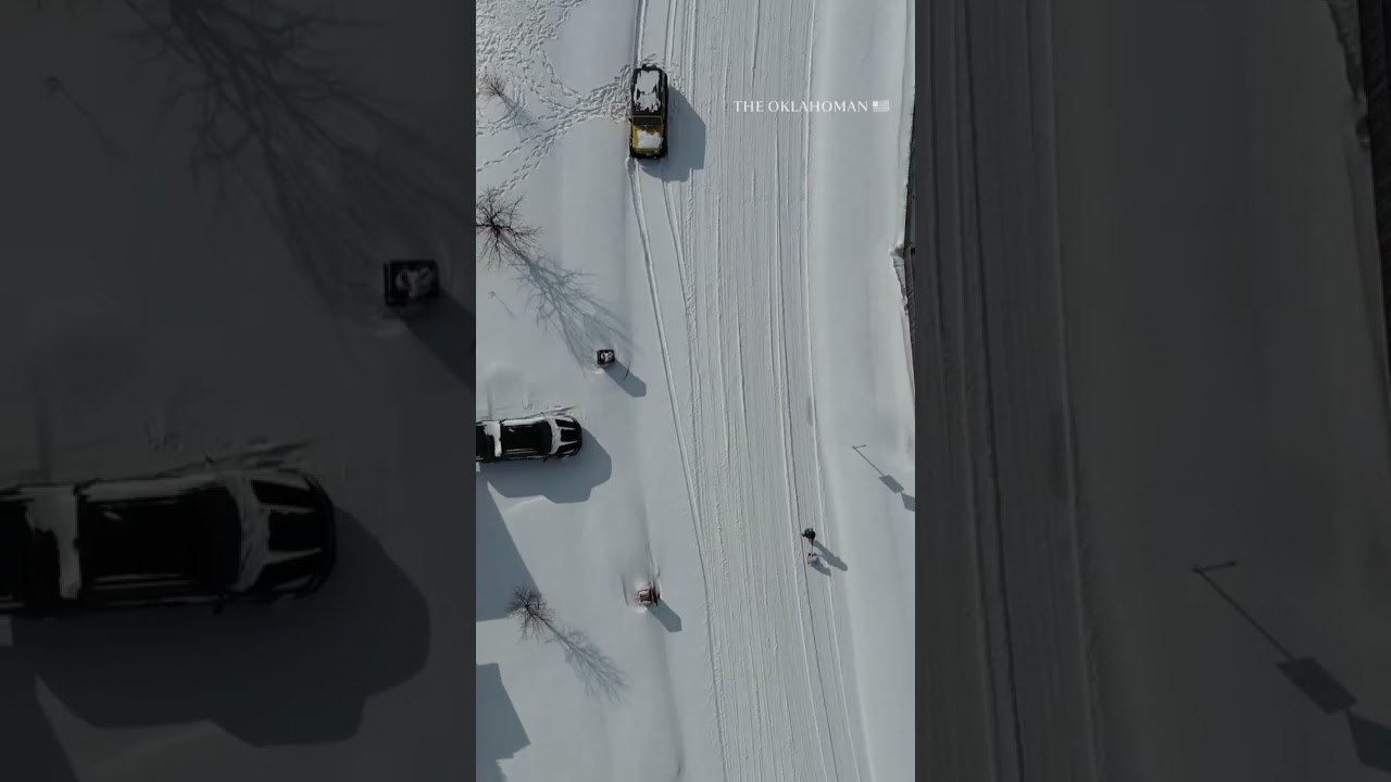 Drone video shows incredible blanket of snow around the Oklahoma City metro area