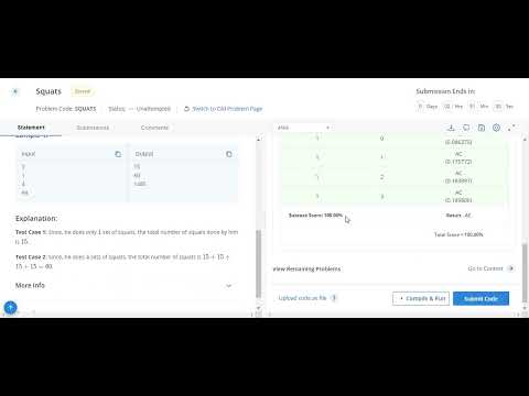 Squats Codechef solution Java || Starter 66 codechef contest