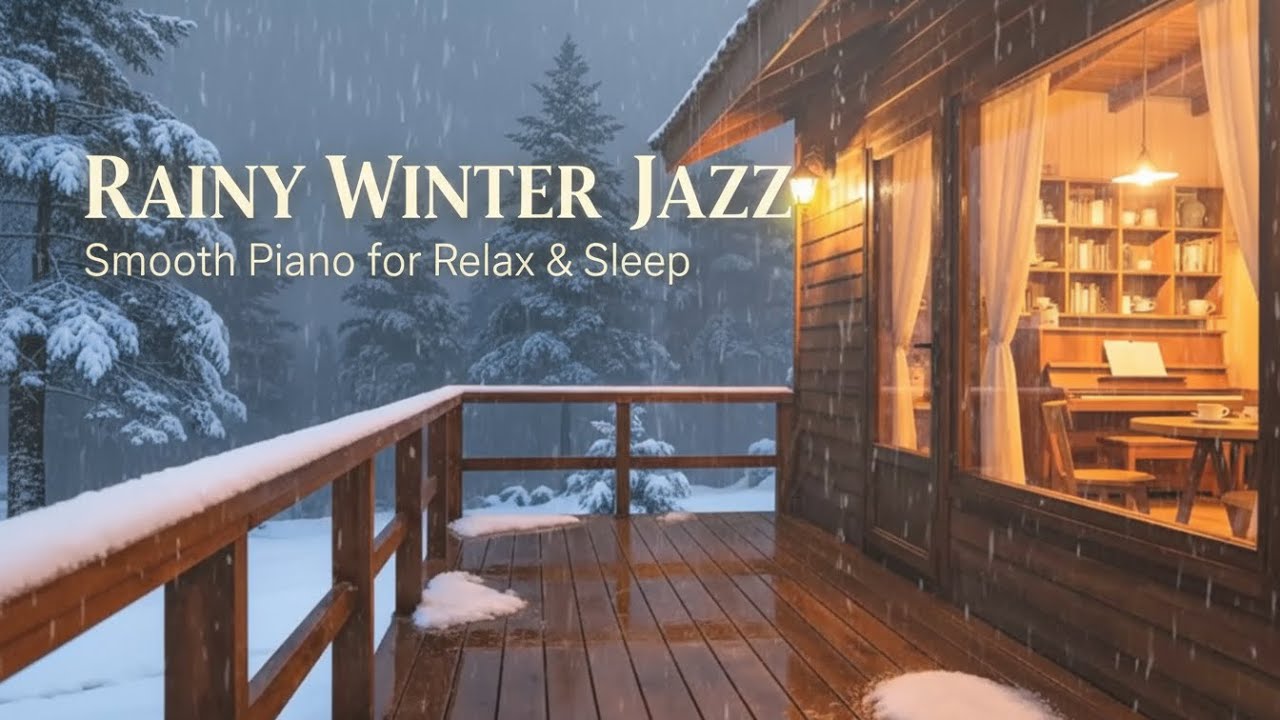 Rainy Winter Jazz Café ❄️☕ | Smooth Piano Ambience for Focus, Relax & Sleep