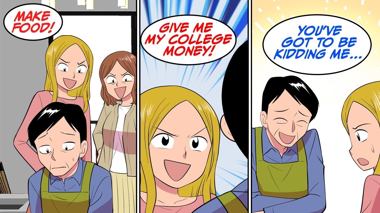 Father’s revenge on wife and daughter who forces him to do house work [Manga Dub]