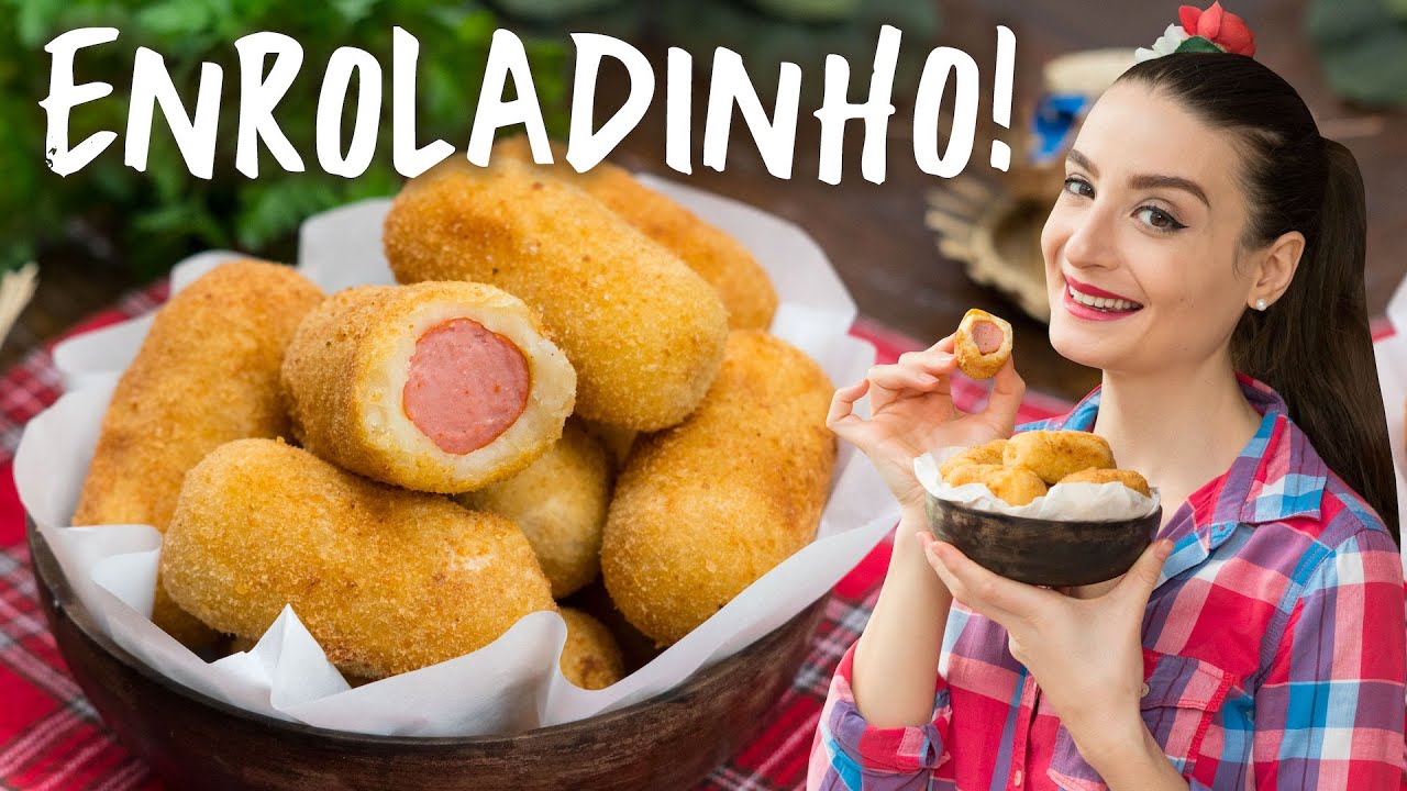 ENROLADINHO DE SALSICHA FÁCIL (Frito!) - Receita de Festa Junina - Cozinha do Bom Gosto - Gabi Rossi