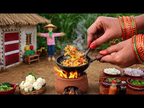 Miniature Cauliflower Fried Rice + Gobi Chilli | Dhaba Style Fried Rice | Mini Foodkey