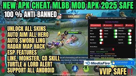 APK MOD MENU ML TERBARU 2025 ANTI BANNED - CHEAT MAP HACK MOBILE LEGENDS UNLOCK ALL SKIN DRONE VIEW