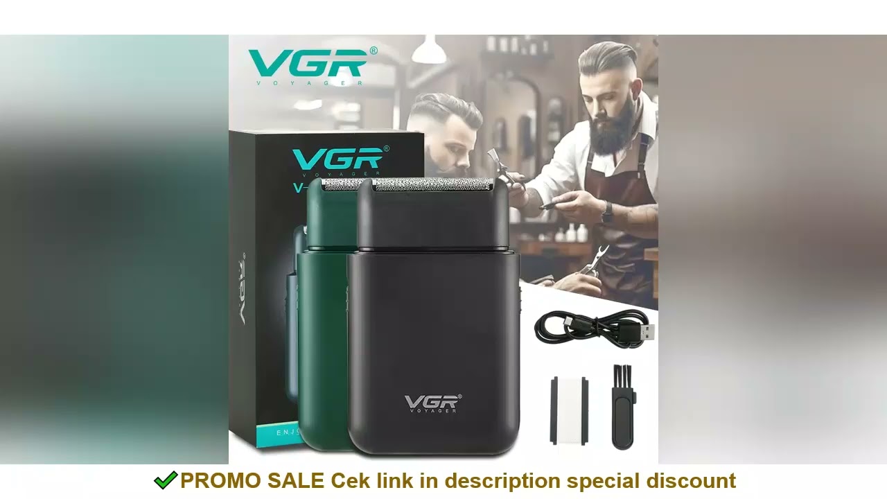 VGR V-390 mini single blade cordless beard trimmer razor rechargeable foil electric face body shaver
