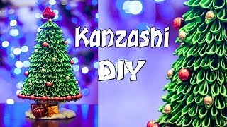 Ёлка Канзаши Мастер Класс / DIY: Kanzashi Christmas tree