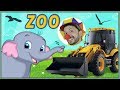Funny Clown Bob | Construction vehicles Excavator Backhoe Digger & Zoo Elephant