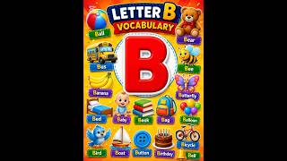 Letter B Vocabulary for Kids | B Words with Pictures | Phonics Learning for Children 🐝🚌🍌 #Shorts