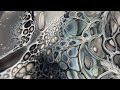 Monochromatic blowout, abstract acrylic painting with cells and lacing #fluidart #acrylicpouring
