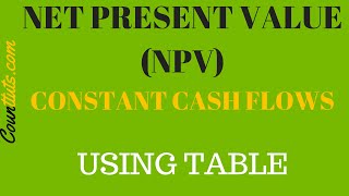 Net Present Value NPV using Table | Constant Cashflows
