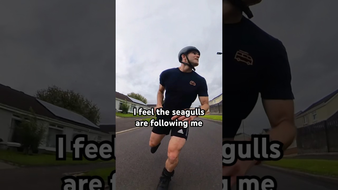 chased by seagulls on skates!  Inline skating, rollerblading