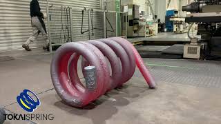 大型コイルばねの巻き取り　~This is How Hot Formed Compression Spring are Made at Tokai Spring~