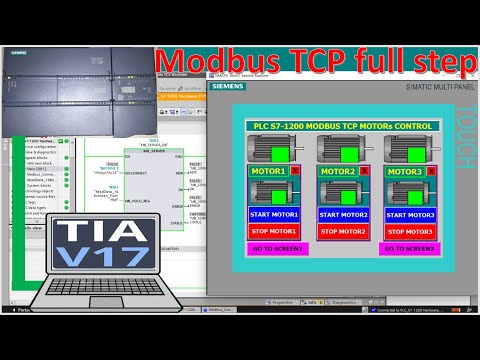 PLC S7-1200 Modbus TCP full step tutorial with devices tags