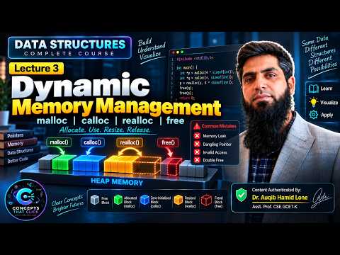 How Dynamic Memory REALLY Works in C 🧠 | malloc, calloc, realloc & free| Lec 3