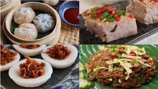 马来西亚街头小吃 【五香芋頭糕，菜粿，潮洲水粿，香菇蒸糯米飯】
