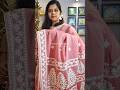 Striking blend of pitch pink & white | Hand gujrati embroidered Bengal cotton saree #embroideredsari