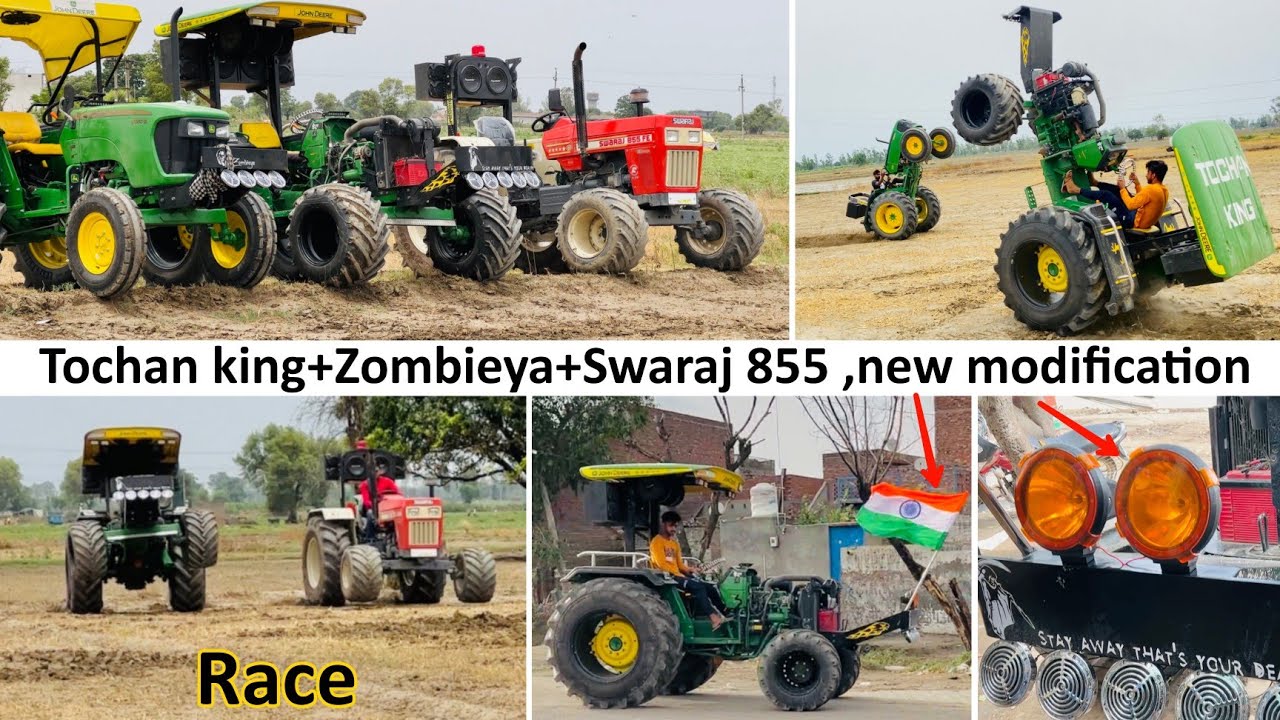 🔥🔥New modification 🇮🇳Indian flag ,swaraj 855 vs JohnDeere 5050D tractor Race, bumper light
