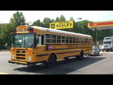 BRAND NEW 2011 THOMAS SCHOOL BUS BEING DELEVERED. WE SAW IT AT THE TRUCKSTOP GETTING DIESEL FUEL. VOTE ON THIS VIDEO IF YOU LIKE IT