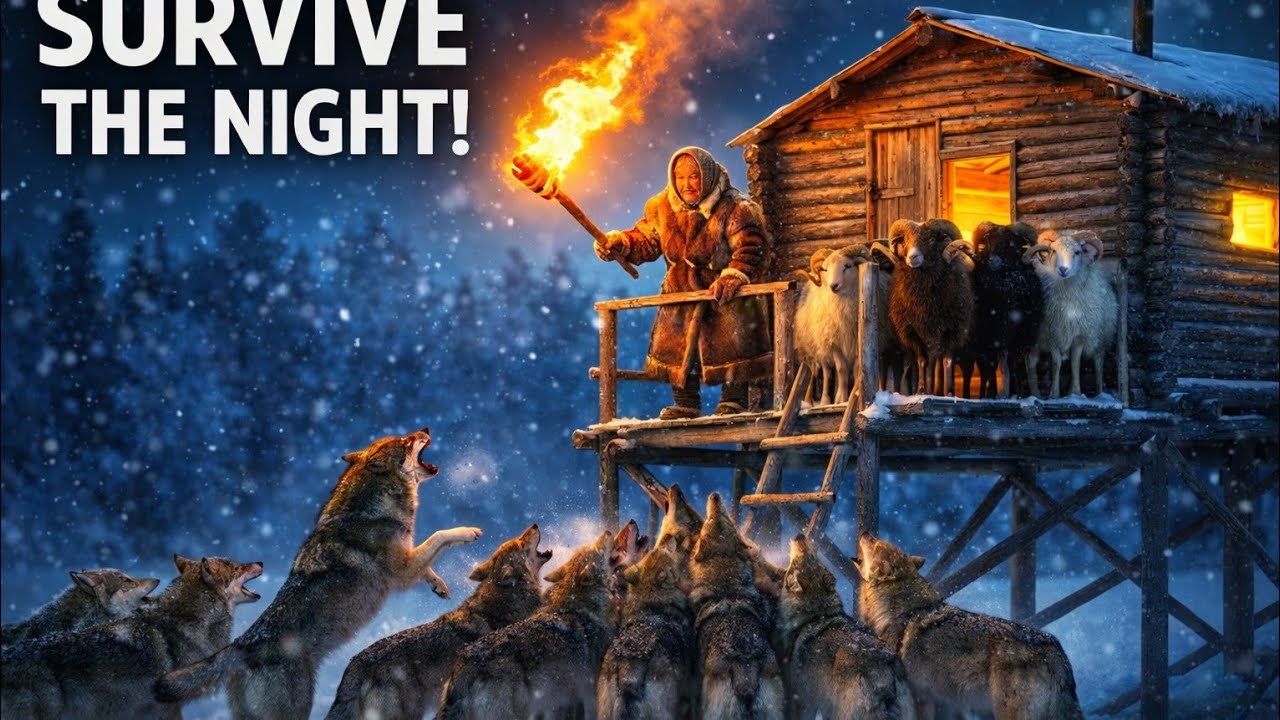 Blizzard at -77°C 91 Year Old Widow and Grandchild Protect Sheep from Wolves