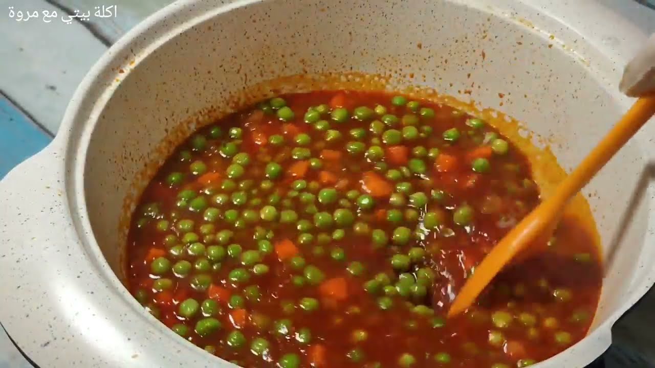 البسلة باللحمه والجزر وسر الصوص المظبوط مع الارز بالشعرية🔥لازم تجربوها🔥🔥