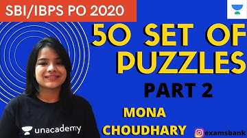 50 Sets Of Puzzles Session - 2 For SBI/IBPS PO 2020 | Mona Choudhary