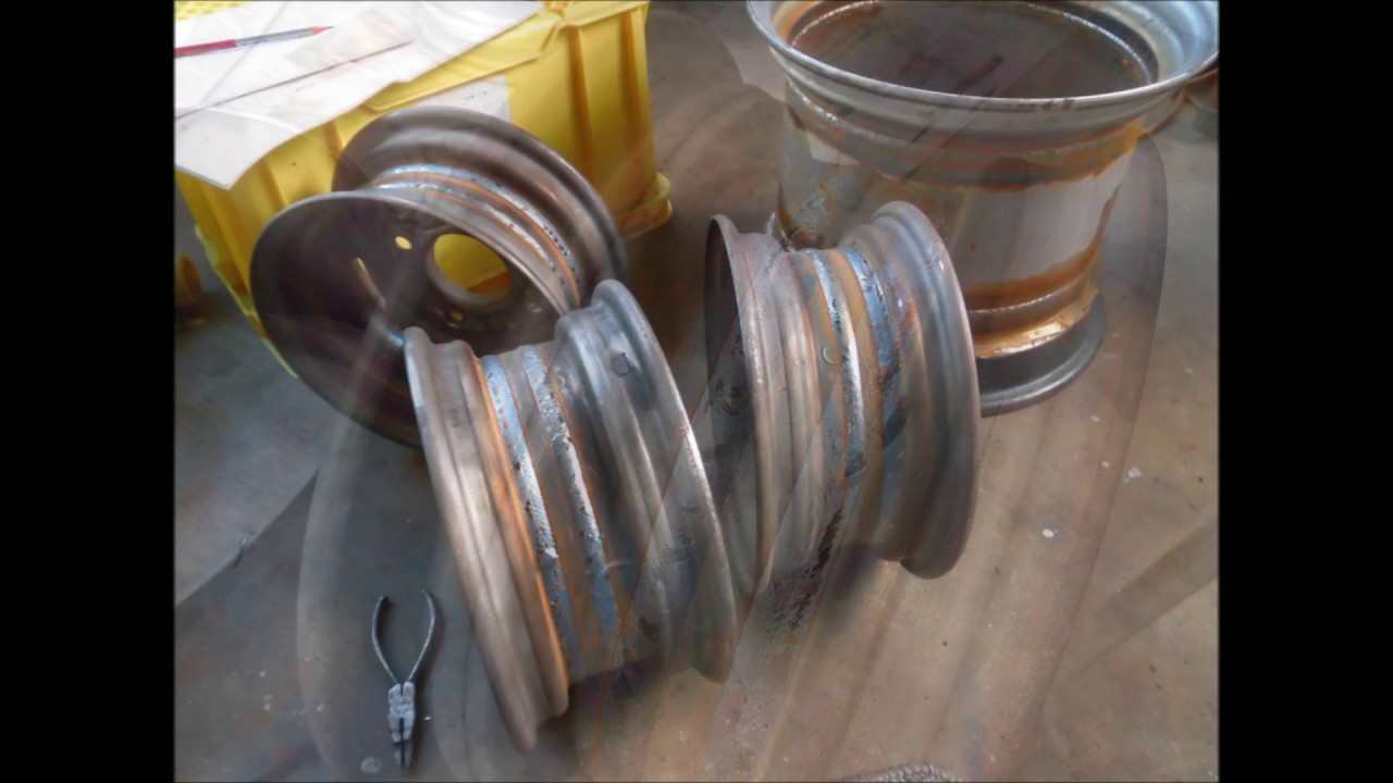 widening steel rims 加工ホイールの溶接 Steel wheel widening YouTube