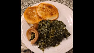 Fried Collard Greens and Fried Buttermilk Cornbread  Patties