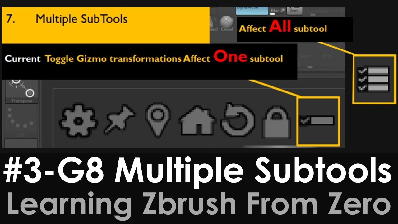 how to scale down all subtools together in zbrush