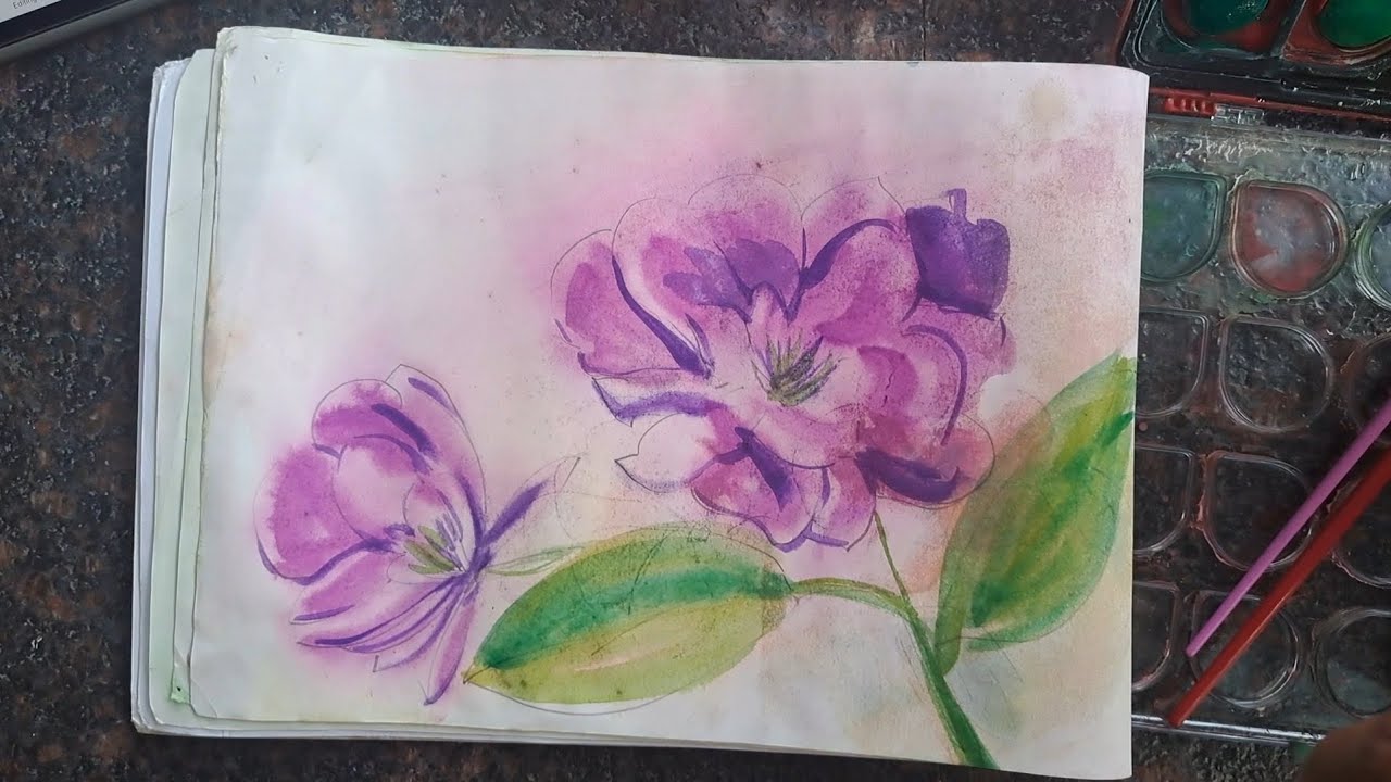 Watercolor Painting Tutorial | Realistic Water Hyacinth Plant Step-by-Step Guide"