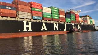 Kayaking next to a Container ship in the Savannah Harbor