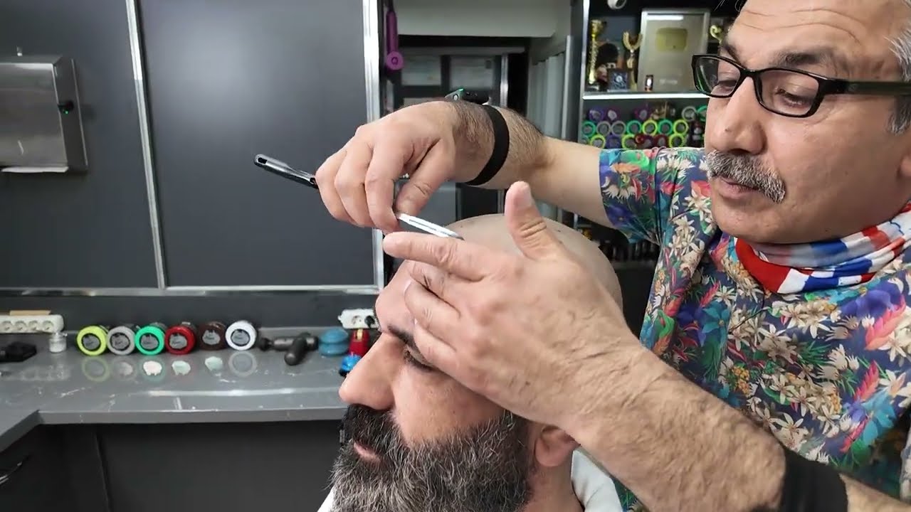 ⁠He shaved it all off! 😳💈Full Head Shave ASMR Transformation and Head Massage @theshavefactory