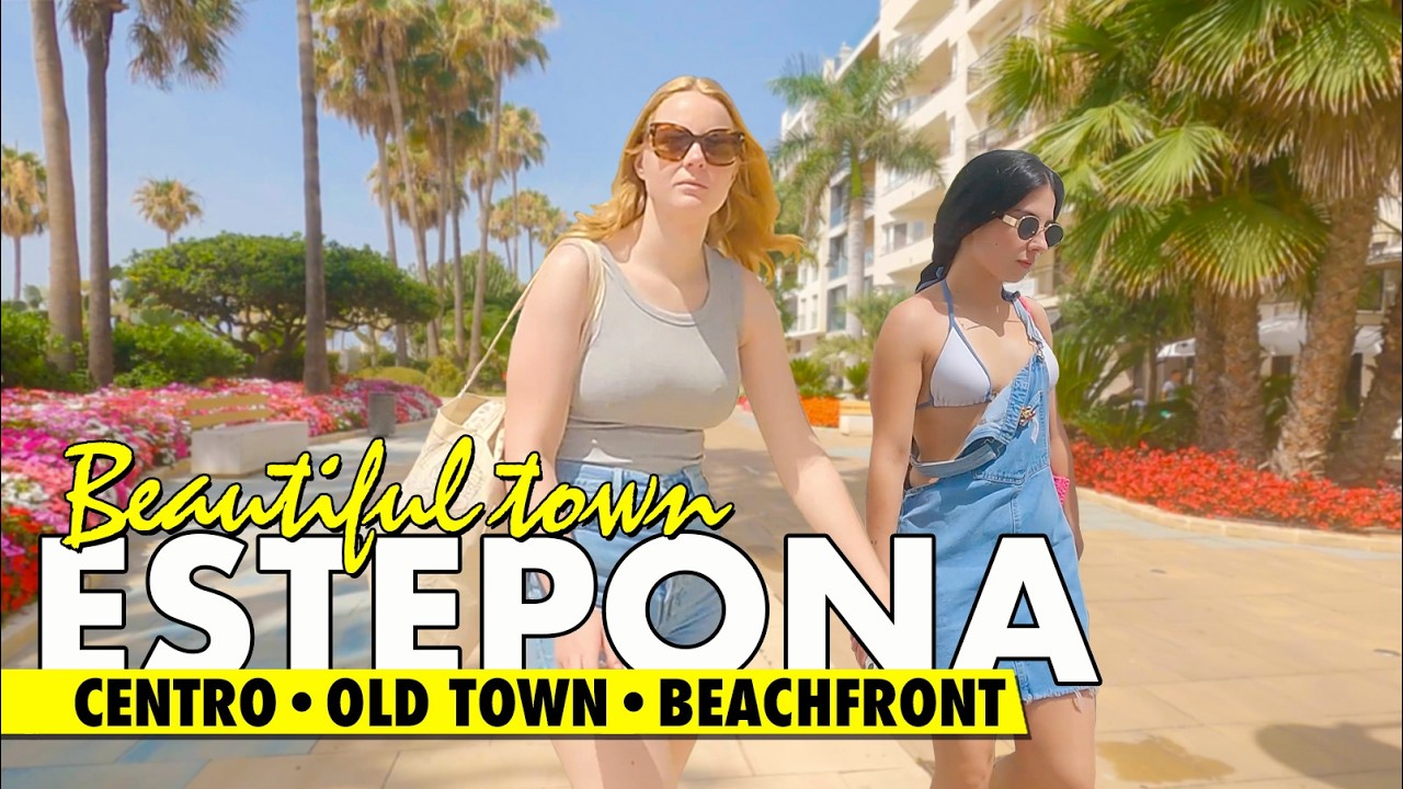 Estepona town & beachfront walk | Costa del Sol summer 2025 | Spain virtual tour