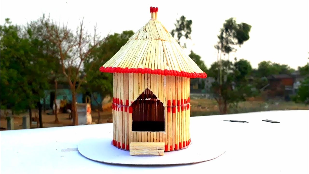 How to make a match house matchstick house fire easy matchstick hut