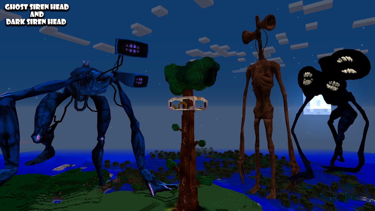 SURVIVING FROM GHOST SIREN HEAD, DARK SIREN HEAD and MORE HEAD in Minecraft - Gameplay - Coffin Meme