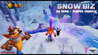 Crash Bandicoot 2 N. Sane Trilogy : Gameplay #12 (Snow Biz) - All Gems (Purple/White)