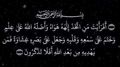 أَفَرَأَيْتَ مَنِ اتَّخَذَ إِلَٰهَهُ هَوَاهُ وَأَضَلَّهُ اللَّهُ عَلَىٰ عِلْمٍ - سورة الجاثية 23