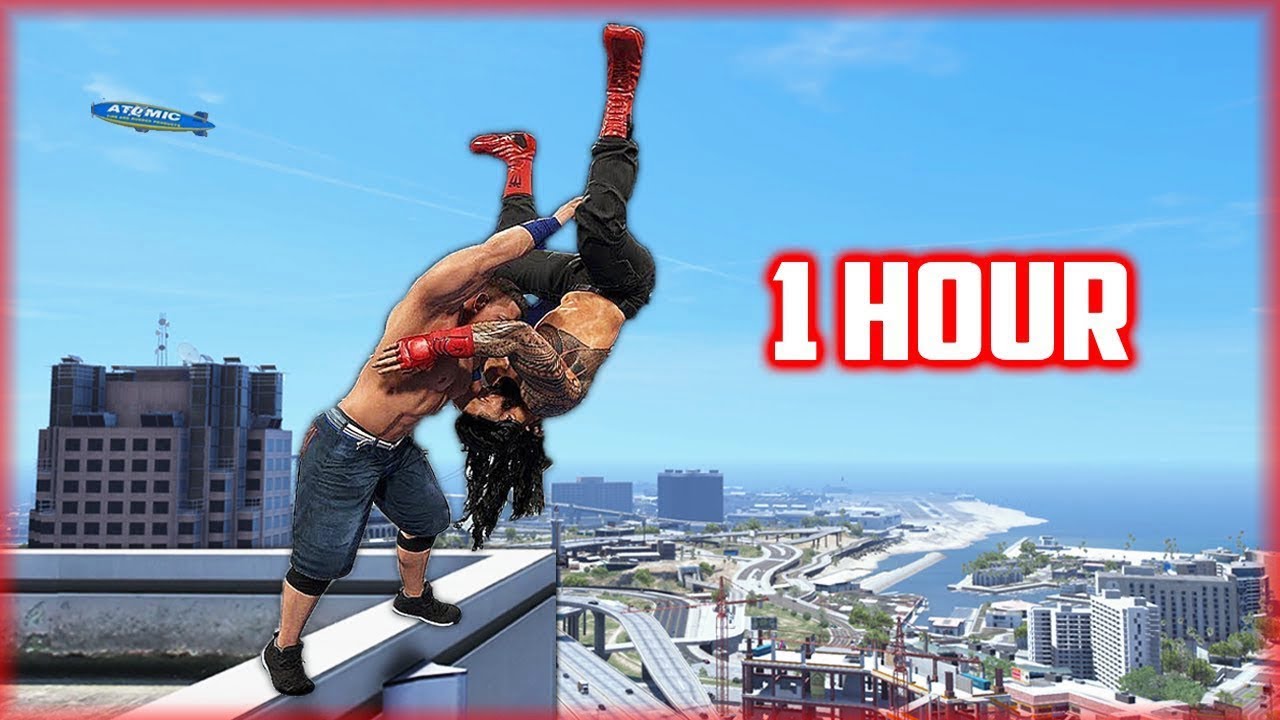 1 HOUR of GTA 5 WRESTLING LIKE IN WWE  (RKO, Spear, Claymore Kick and more!)