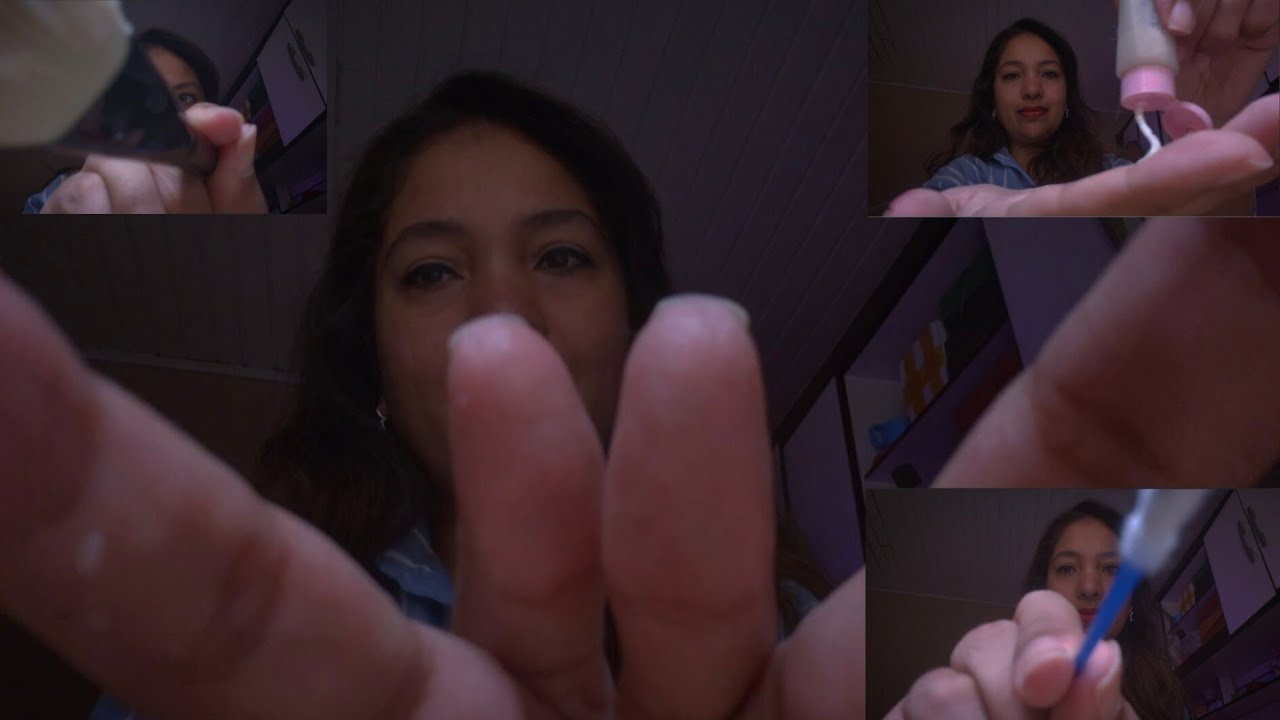 ASMR Limpeza facial, Massagem no couro cabeludo, atenção pessoal, espumas, óleo spray, creme, água🌙🌿