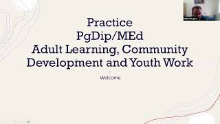 PgDip/MEd Adult Learning, Community Development and Youth Work Webinar 2024