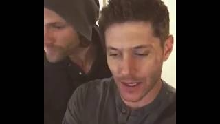 Jensen Ackles and Jared Padalecki in a club's bathroom having \