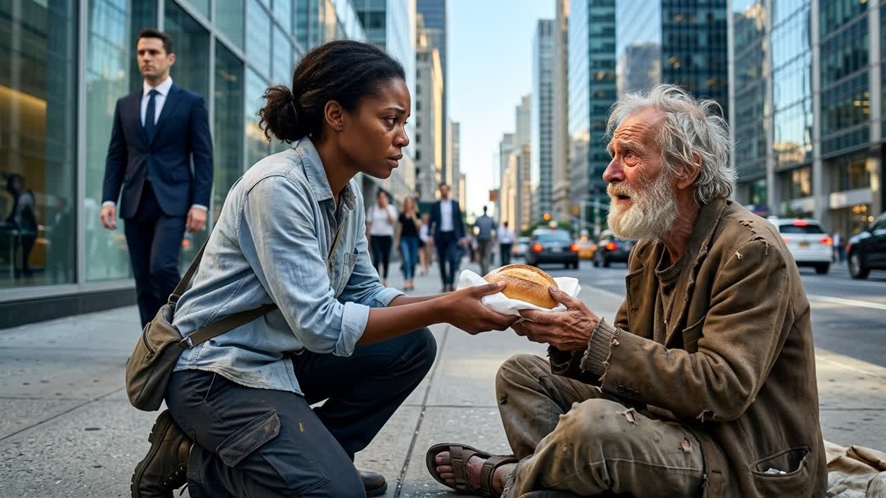 ELA ESTAVA SEM EMPREGO E DEU SEU ÚLTIMO PÃO A UM MENDIGO… E NÃO IMAGINAVA O QUE RECEBERIA EM TROCA.
