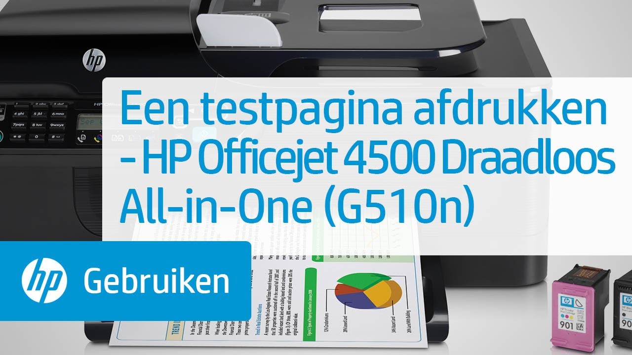 Een testpagina afdrukken - HP Officejet 4500 Draadloos All-in-One (G510n) -  YouTube