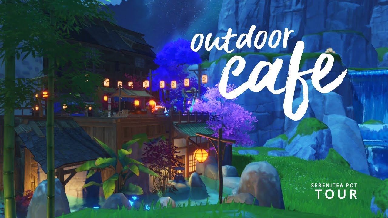 outdoor cafe serenitea pot tour YouTube