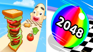 Sandwich runner l Ball run 2048 All Level gameplay android ios 