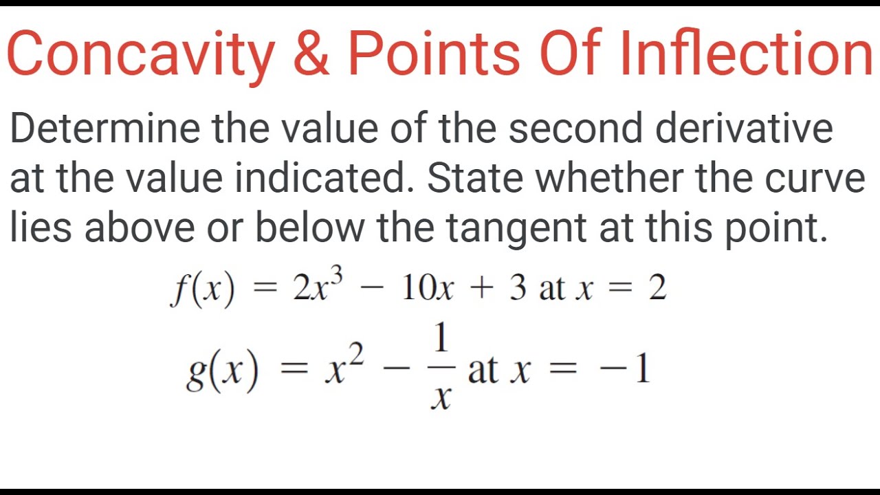 CONCAVITY & POINTS OF INFLECTION: Value Of 2nd Derivative & Curve Is ...