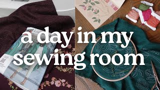 A cosy day in the sewing room🧵 Making my first ever coat, DIY embroidery kit and a big life update🪡