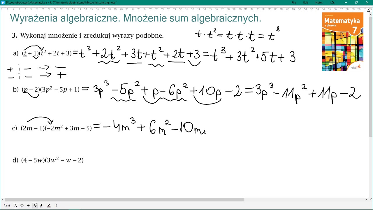 Zad. 3 str. 175 WYRAŻENIA ALGEBRAICZNE Matematyka z Plusem 7 - YouTube
