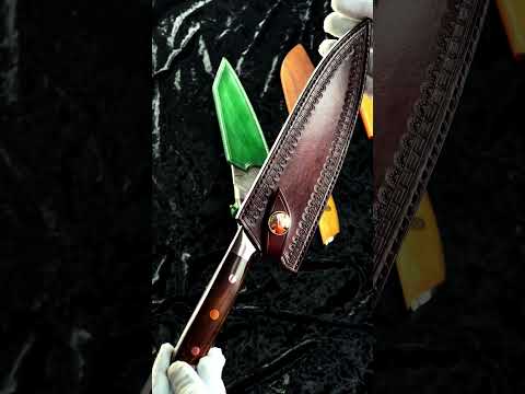 Шкіряний Чохол Для Кухонного Шеф Ножа «ELEGANT» Зелений, видео 1