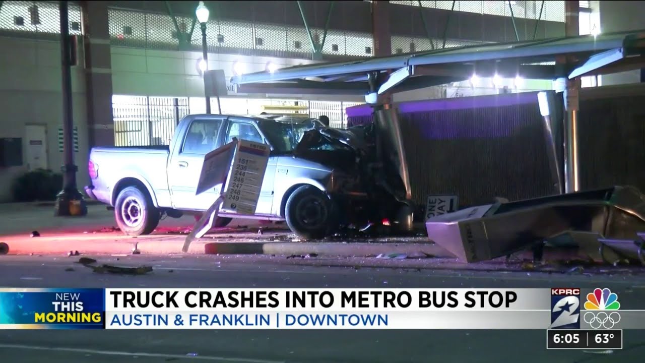 Truck crashes into Metro bust stop YouTube