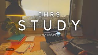 3 Hours Study with Me | 50-10 Pomodoro ⏳⏰| ☔️calm rain ambient | 🌇 Rainy Evening Sunset in My Room