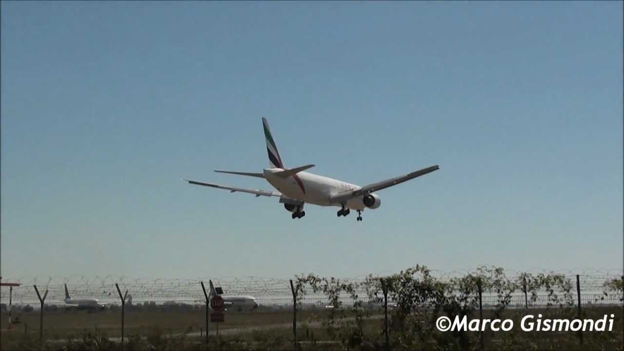 2 Emirates 773 & 77W | landing | 16R Rome Fiumicino Leonardo da Vinci [FULL HD]